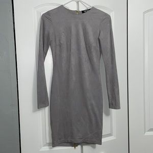Gray suede long sleeve dress